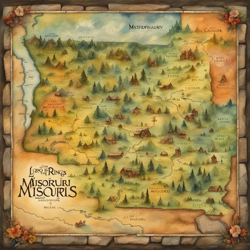 Missouri Map in Lord of the Rings Style