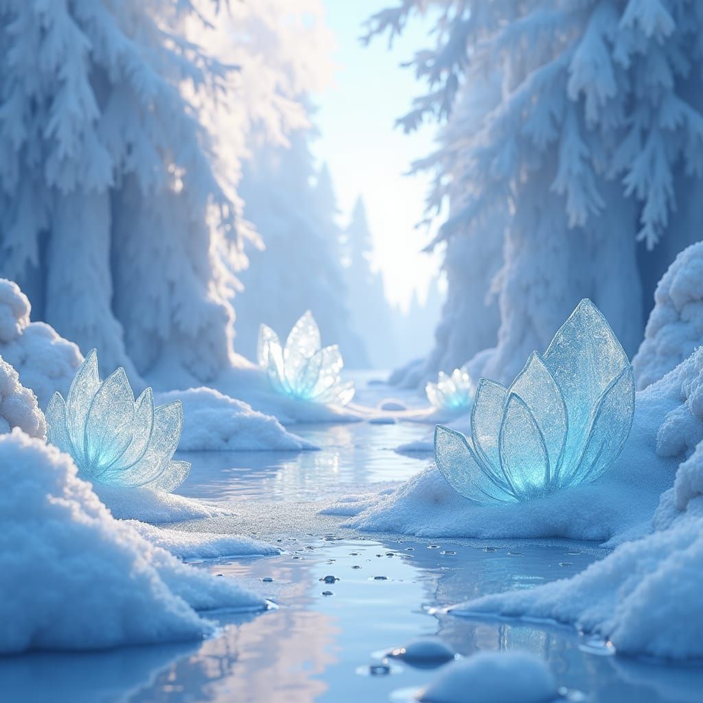 Ethereal Ice World of Shimmering Frozen Fractals