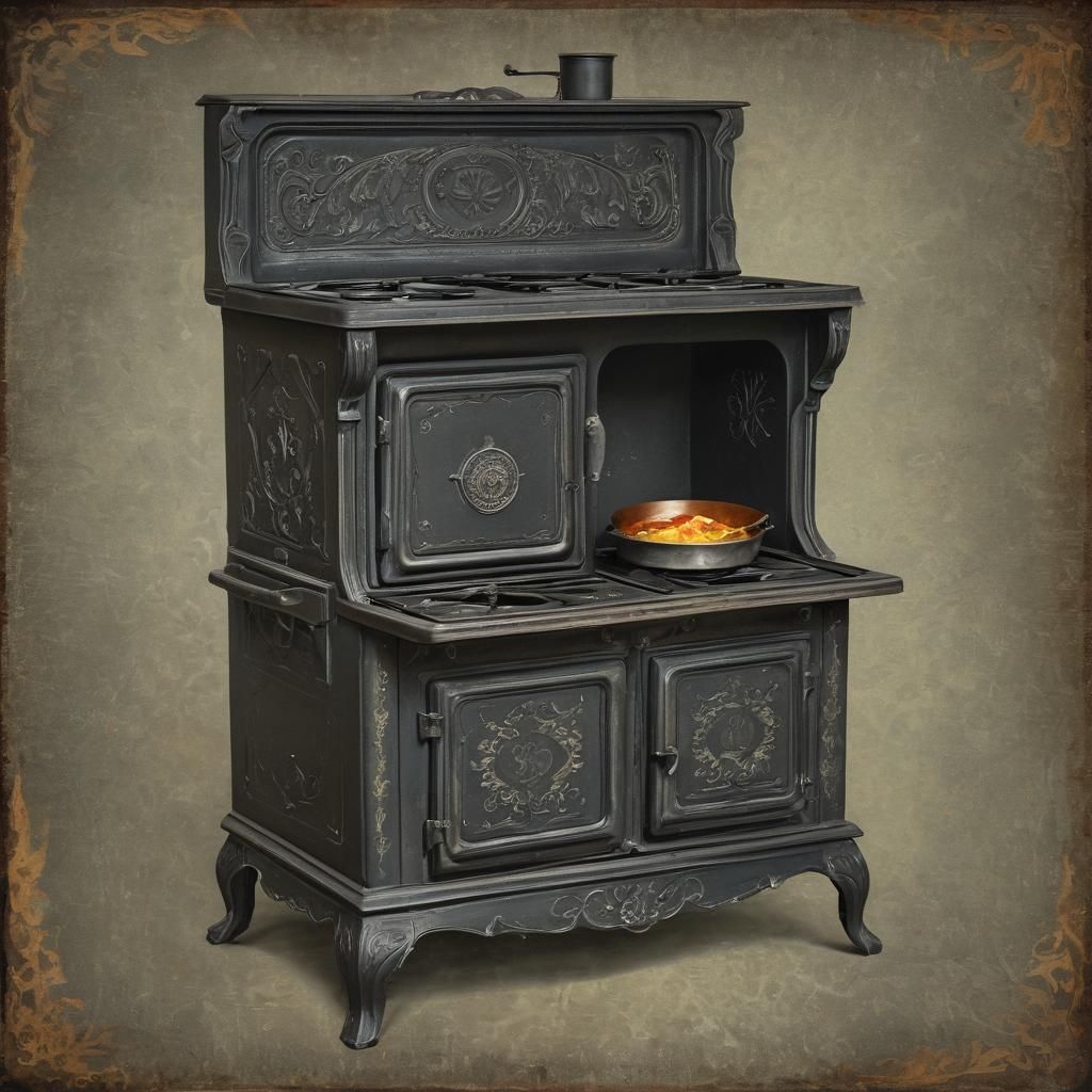 Antique Quick Meal Cook Stove in Grungy Oil Chalk Style