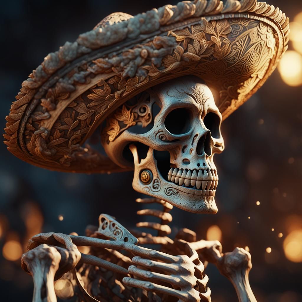 Epic 3D Render of a Mexican Skeleton