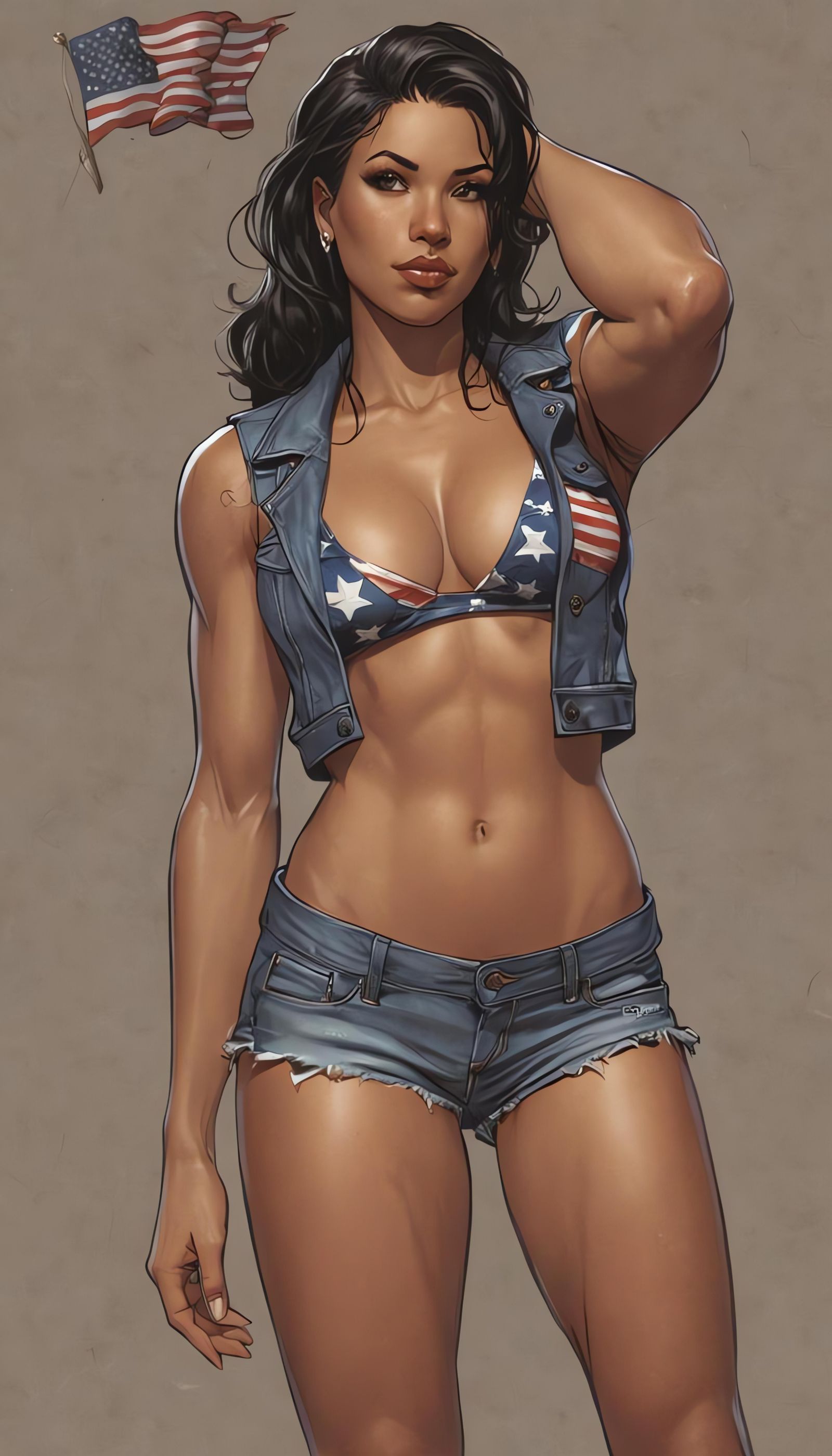 Ms. America Comic Book Art in American Style