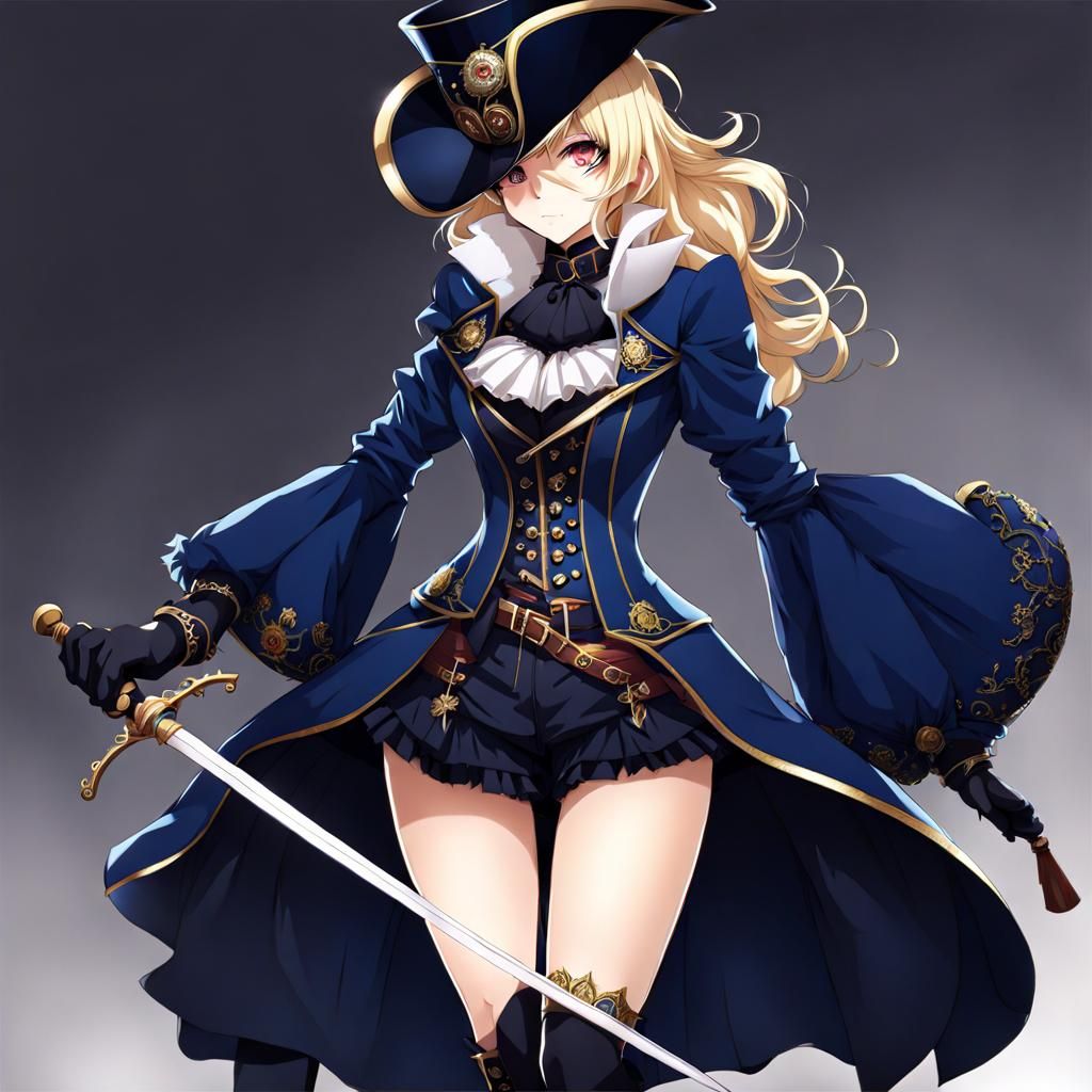 Anime Girl in Victorian Dress with Rapier