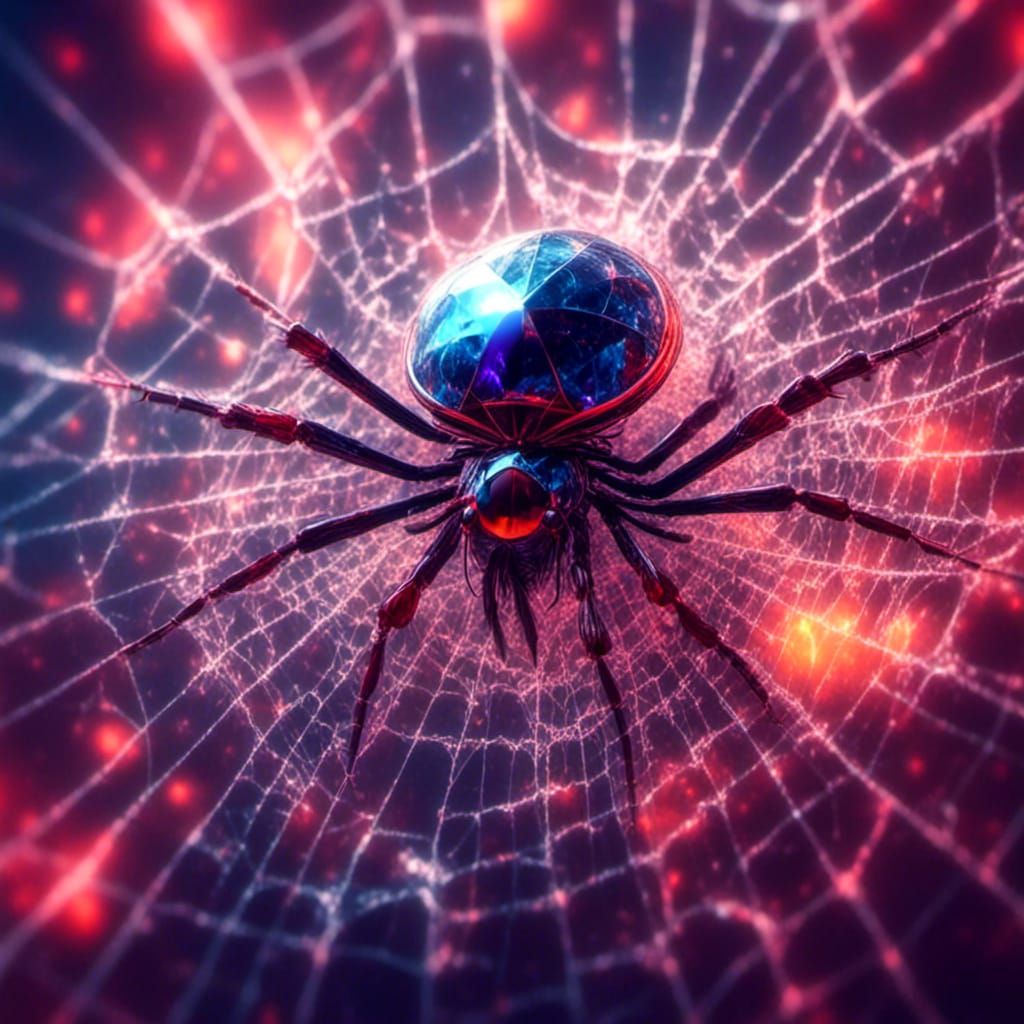 Diamond Spider Web with Fly in Macabre Style
