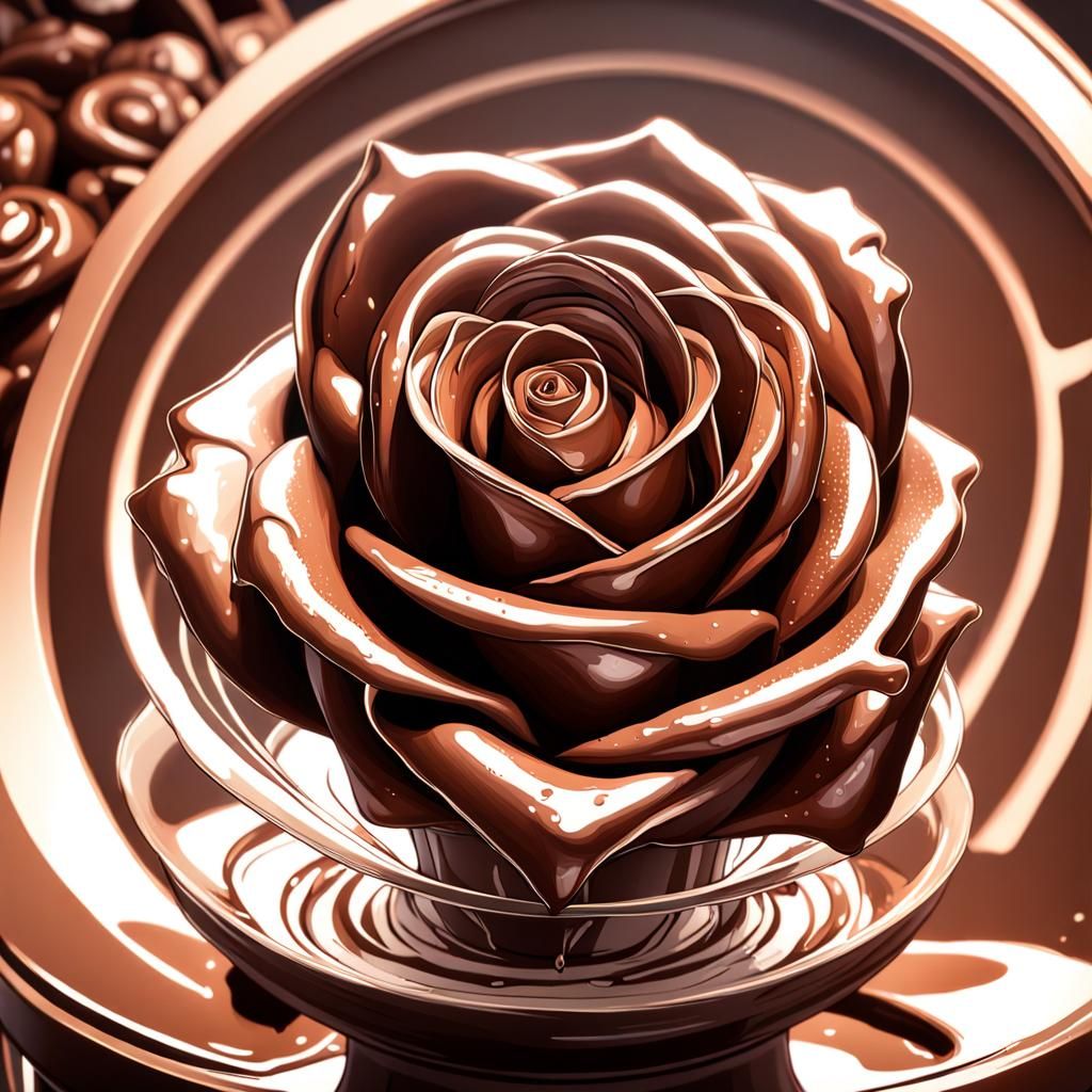 Chocolate Rose Fondue Portrait in Hyperdetailed Style
