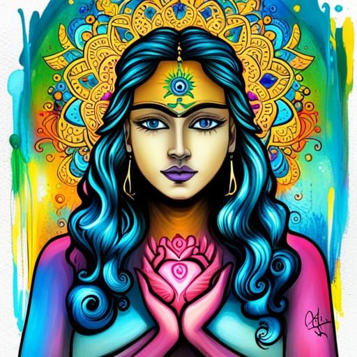 Goddess of Galaxies in Graffiti Art Style