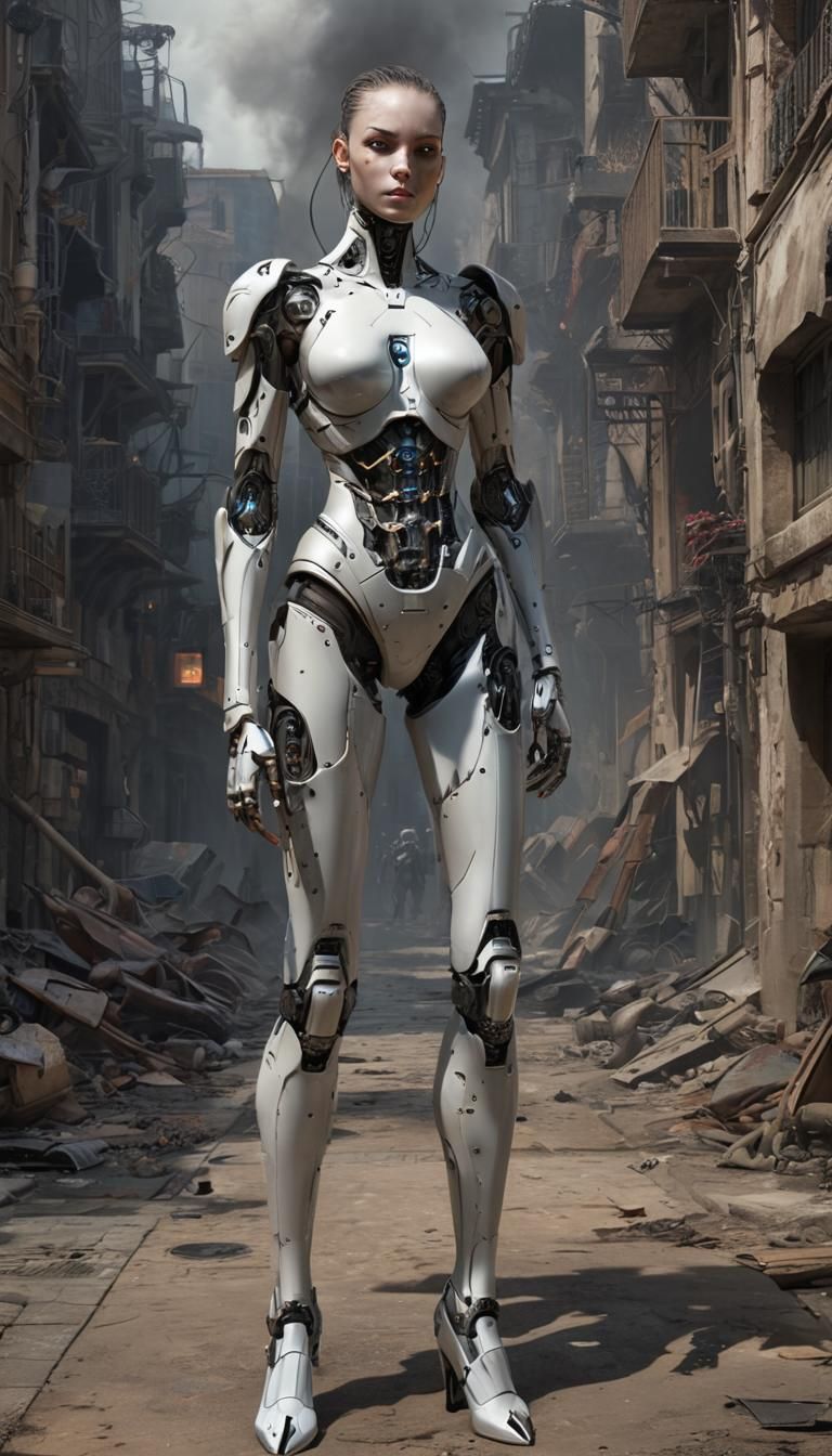 Surreal Cyberpunk Cityscape with Giant Centipede Cyborg and....