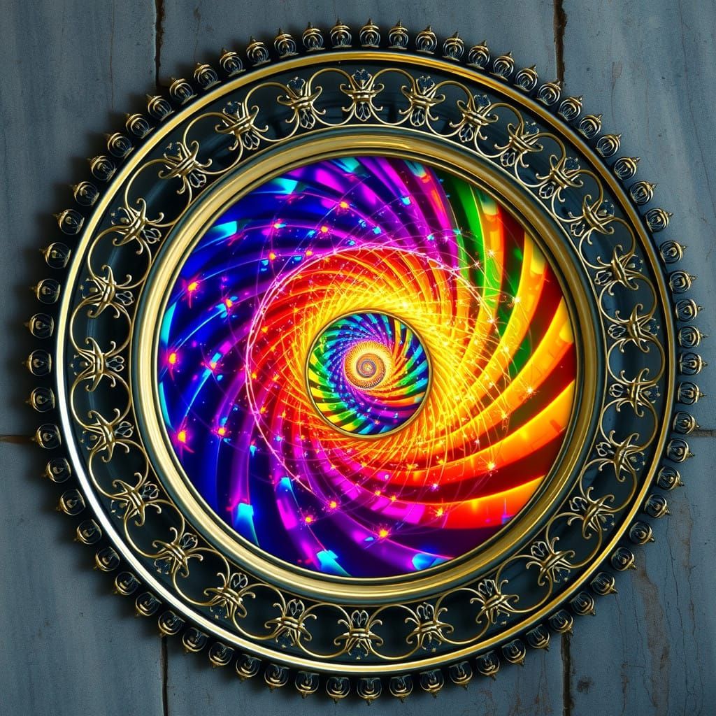 Surreal Kaleidoscopic Dimension Through a Vibrant Metal Wind...