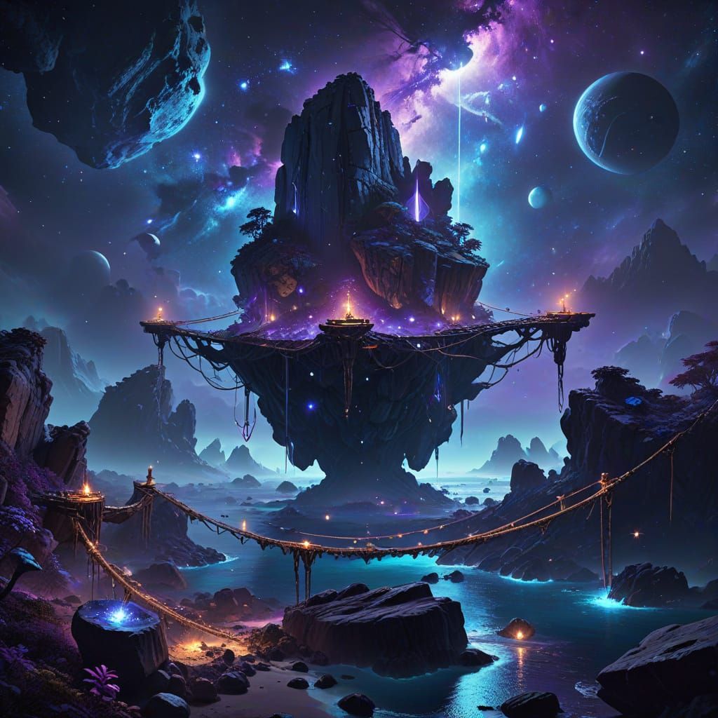 Floating Islands Connected by Bridges in Cosmic Void