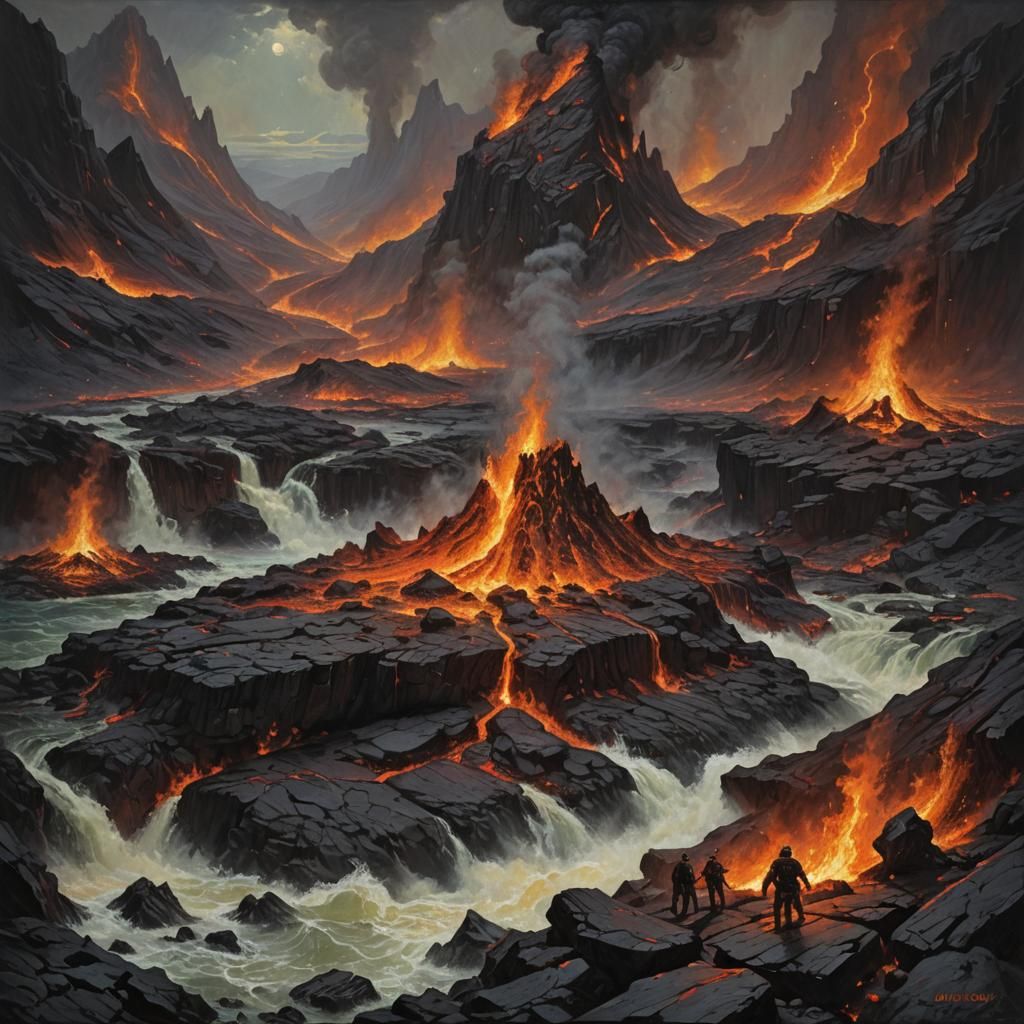 Surreal Stars and Lava Oil Painting