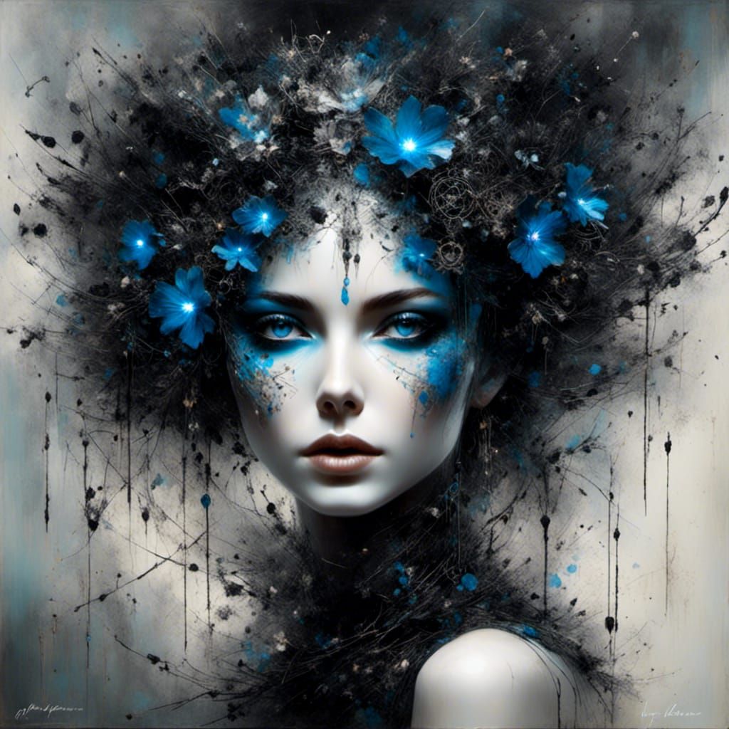 Cybernetic Woman in Futuristic Cityscape