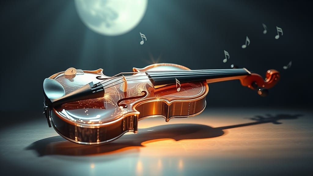 Ethereal Water Violin Adorned With Light Strings