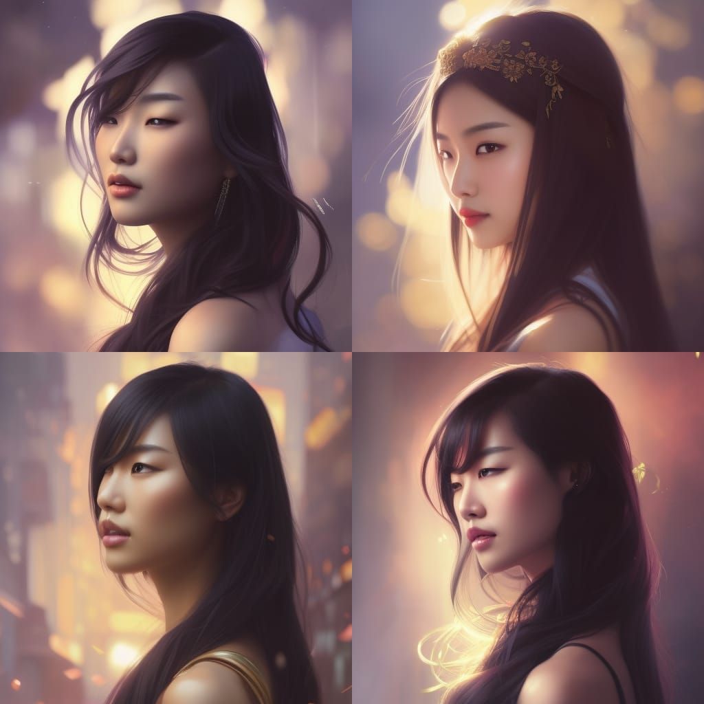 Beautiful Asian Woman Portrait in Digital Art Style