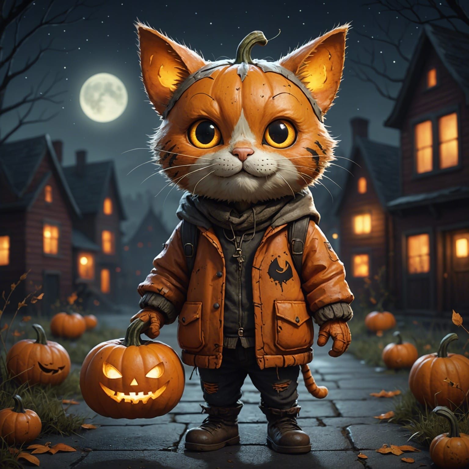 Enchanting Pumpkin Character in Hyper-Realistic Digital Art