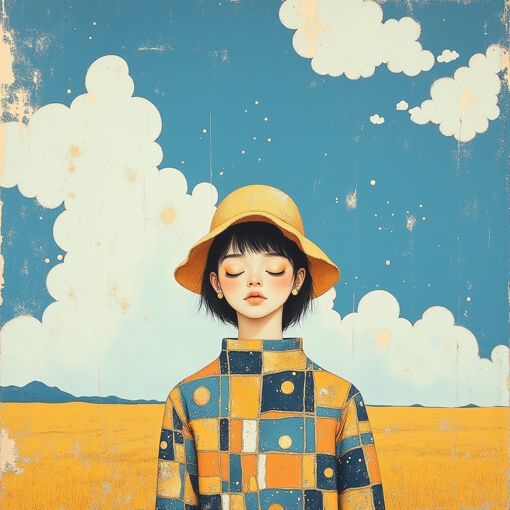 Whimsical Gingham Dream Scene