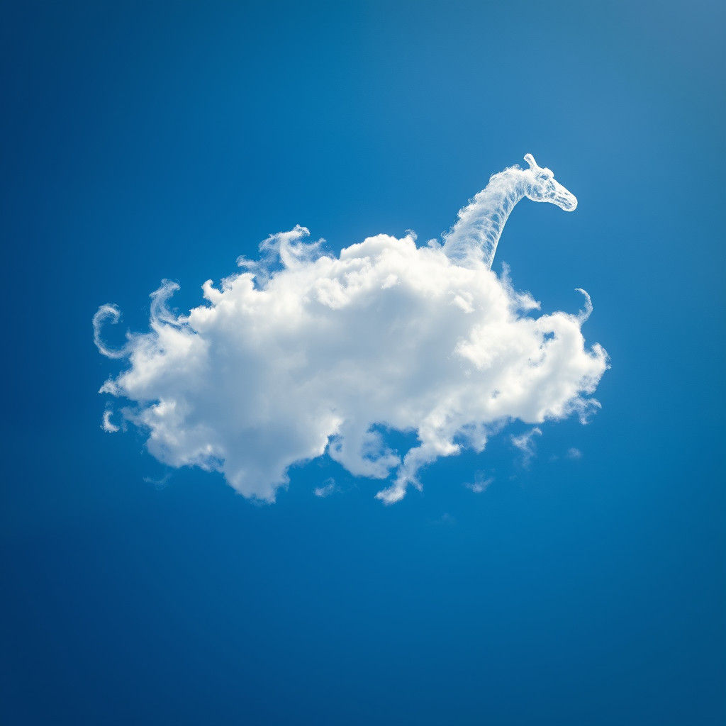 Giraffe Cloud Soaring in a Hyperrealistic Sky