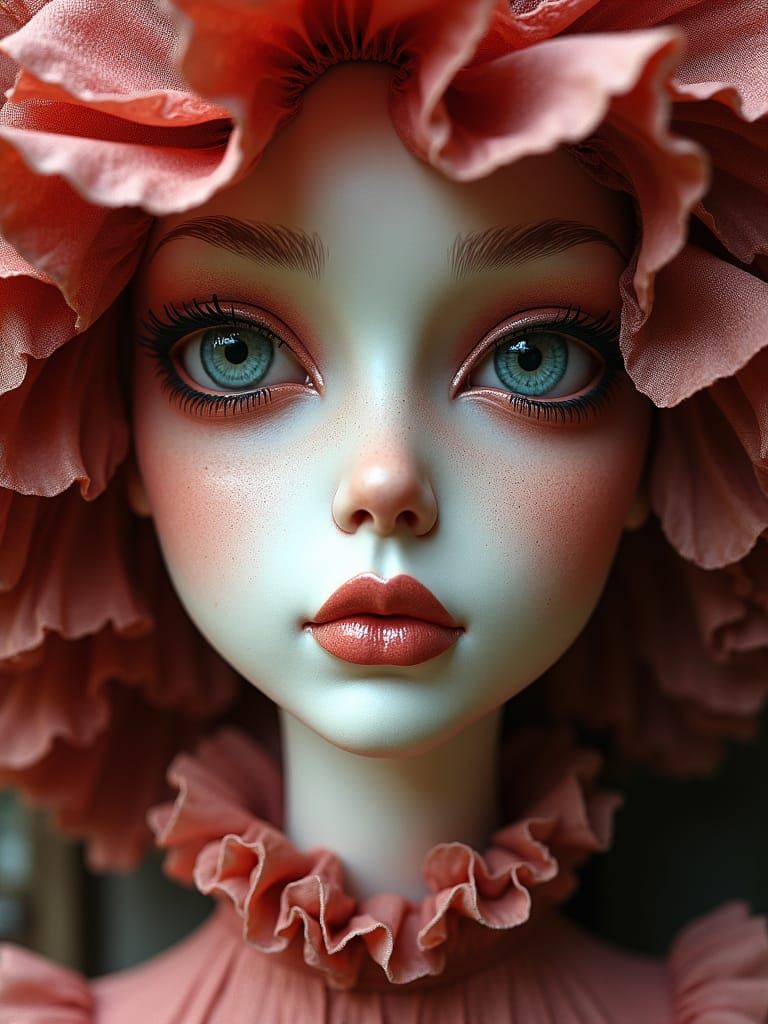 Dreamy Woman in Smoky Burgundy and Ivory-White