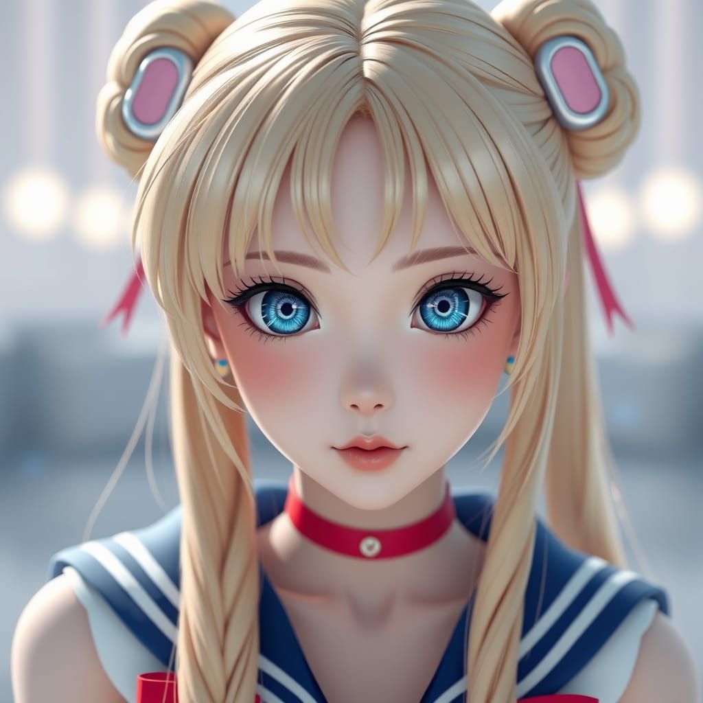 Super Realistic Chinese Sailormoon with Anime Eyes in Stunni...