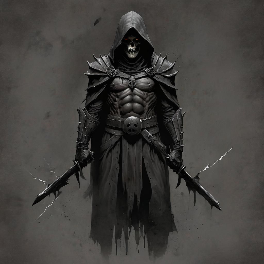 Grimdark Fantasy Scene with Gothic Aesthetic