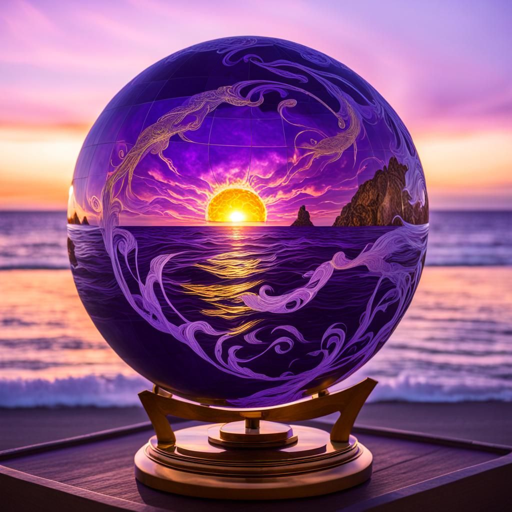 Neptune Rising in a Glass Globe