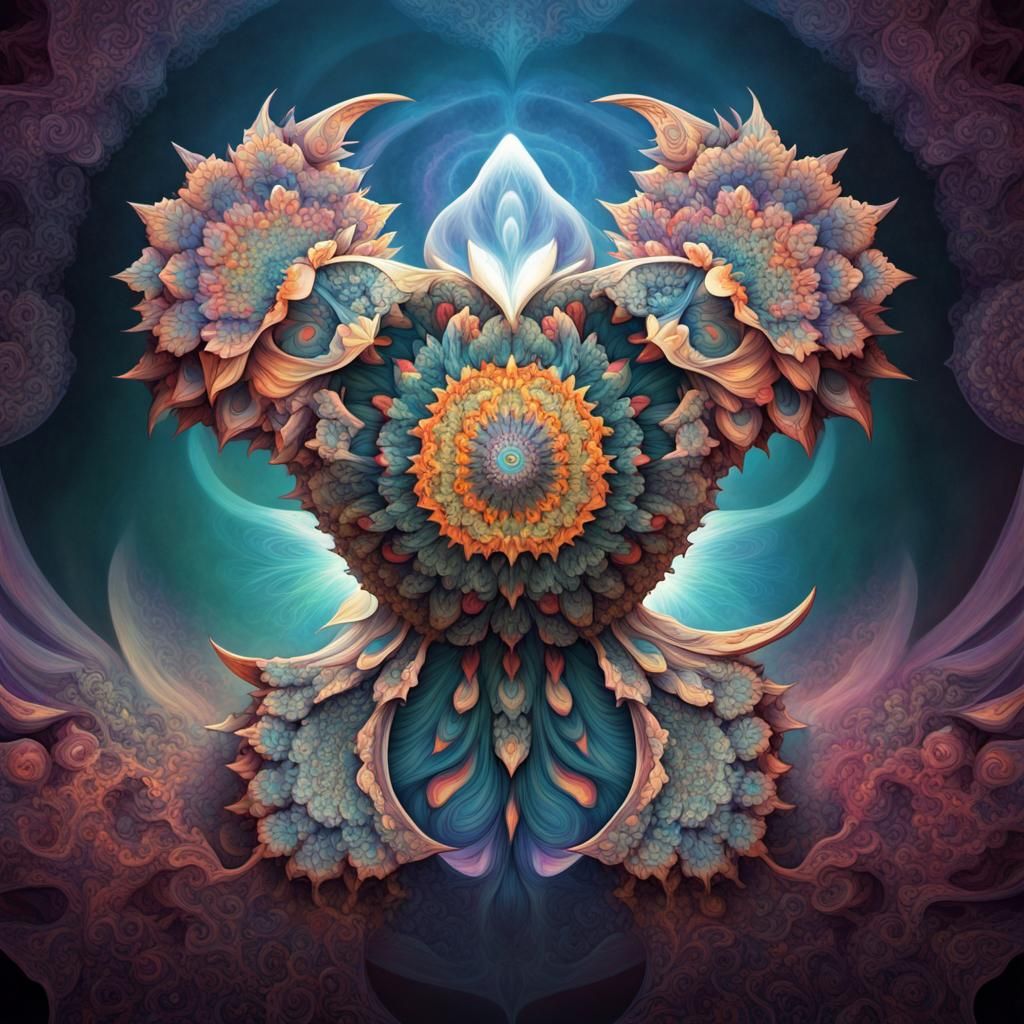 Psychedelic 4444 Angel Number Mandala Fractal Geometry