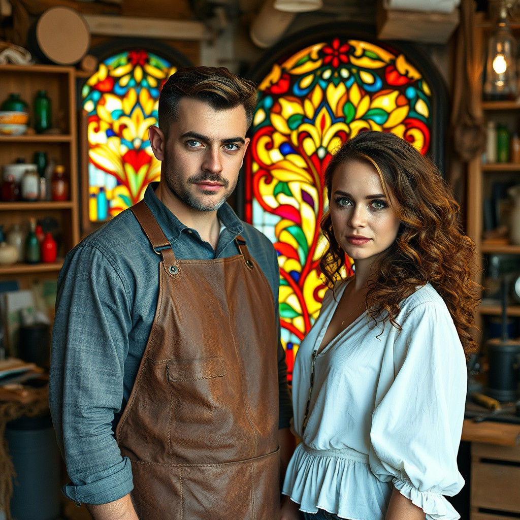 Stained Glass Creation in Art Nouveau Style