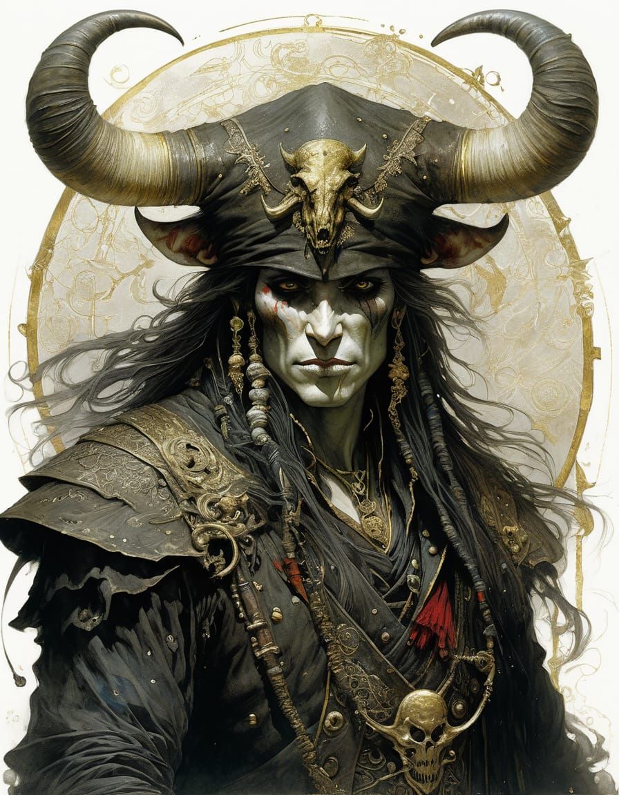 Anthropomorphic Pirate Longhorn in Detailed Fantasy Art