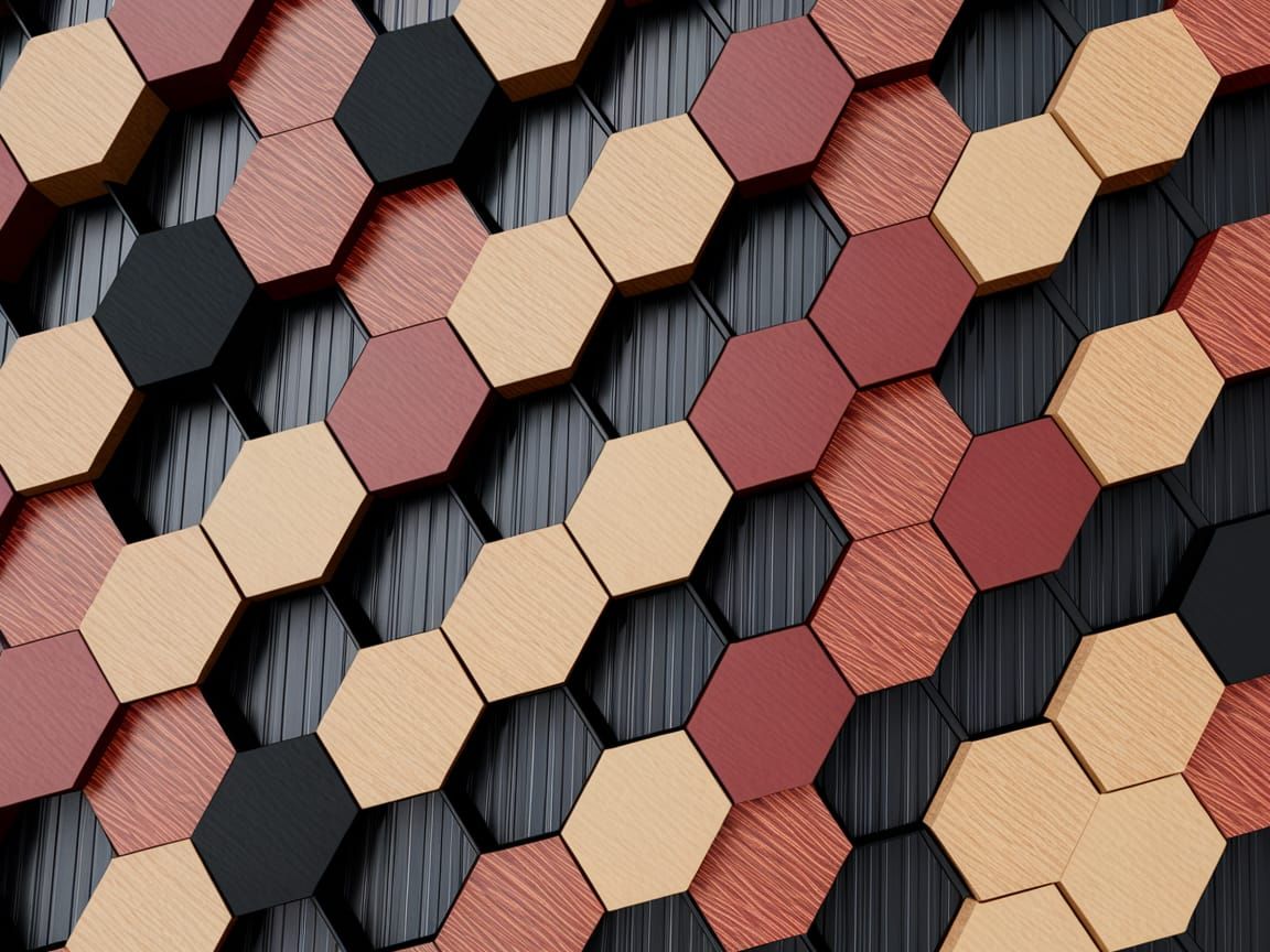Hexagonal Wooden Pattern in Industrial Design