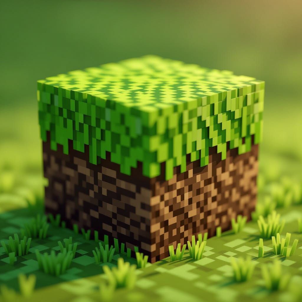 Realistic Grass and Dirt Block with Studio Lighting