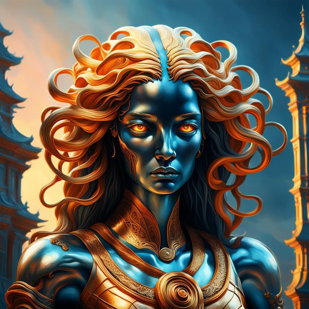 Fantastical Cityscape at Sunset in Digital Art Style