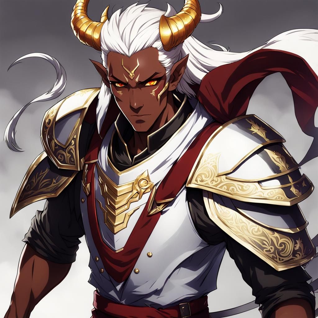 Handsome Tiefling Paladin in Anime Style