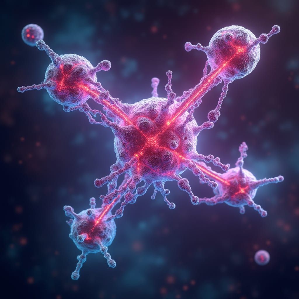 Surreal Cosmic Molecular Structure in Neon Hues