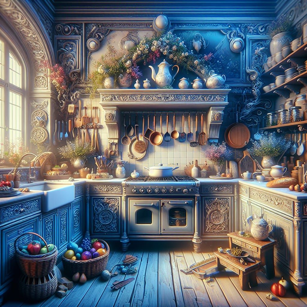 Beauty and the Beast Fantasy Kitchen in Matte Painting