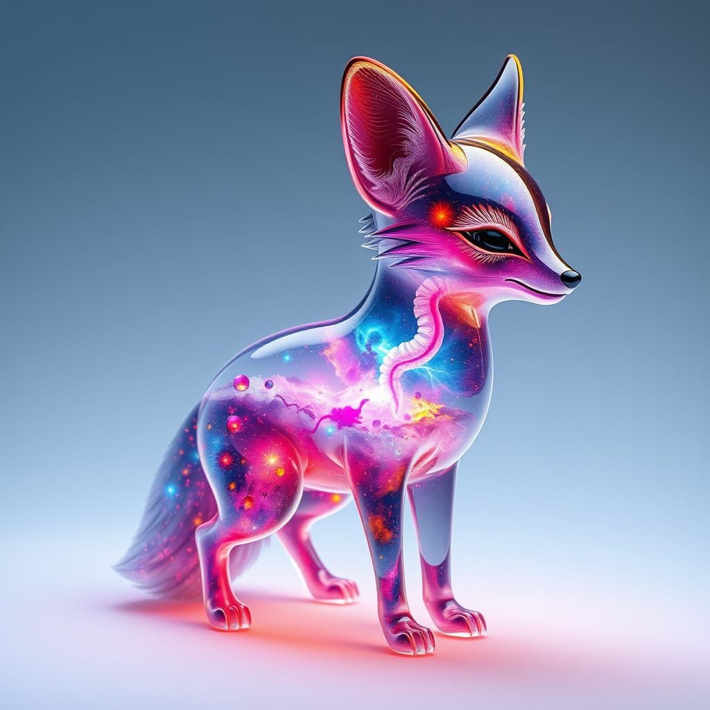 Galactic Glass Fox: A Fusion of Futuristic Art Styles