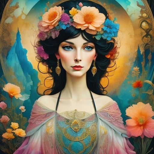 Floating Archipelago in Art Nouveau Style