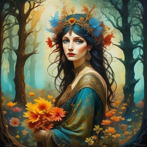 Fantasy Floating Archipelago in Art Nouveau Style