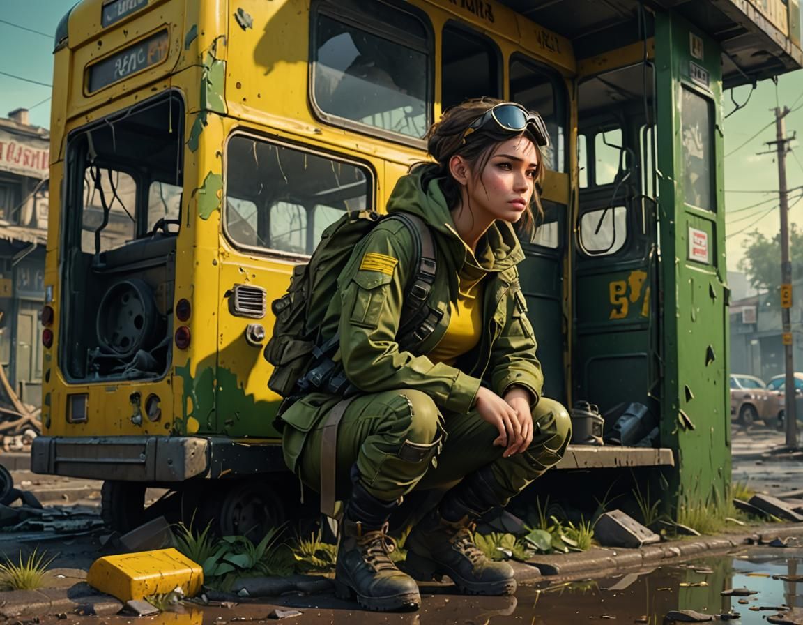 Post-Apocalyptic Fallout Shelter Under Acid Rain