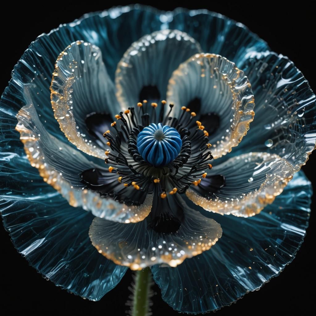 Sparkling Blue Jelly Poppy Macro Shot