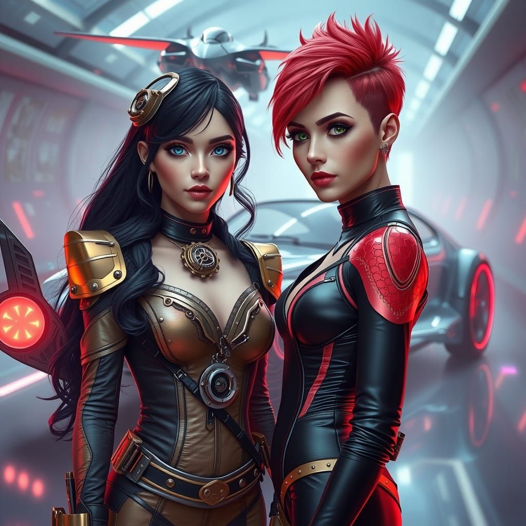 Steampunk Meets Cyberpunk: A Futuristic Portrait of Two Wome...