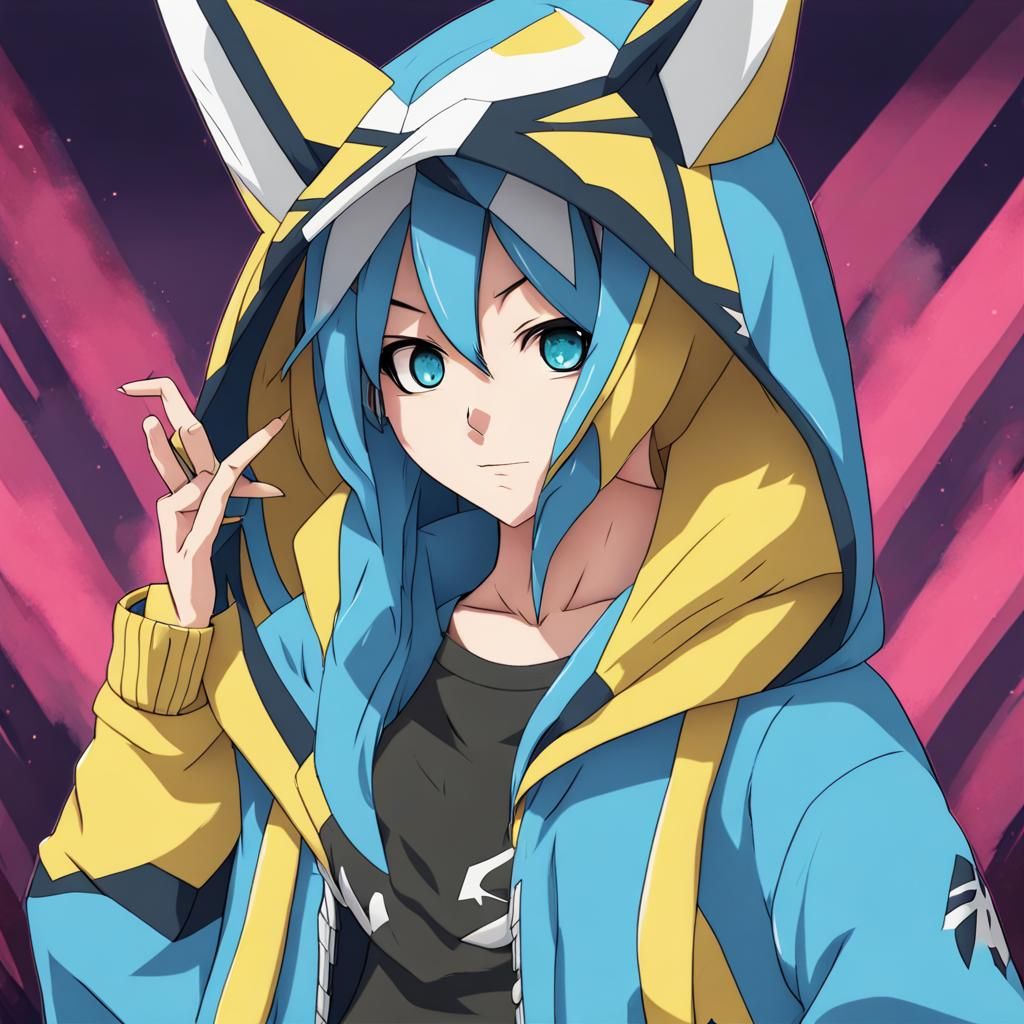 Anime Girl in Zeraora Hoodie Illustration