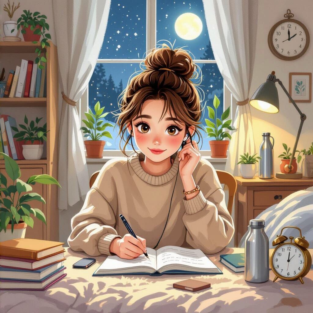 Cozy Room Scene Inspired by Miyazaki and Potter