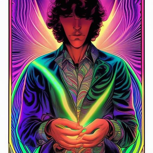 Psychedelic Comic Book Art of a Clairvoyant Man