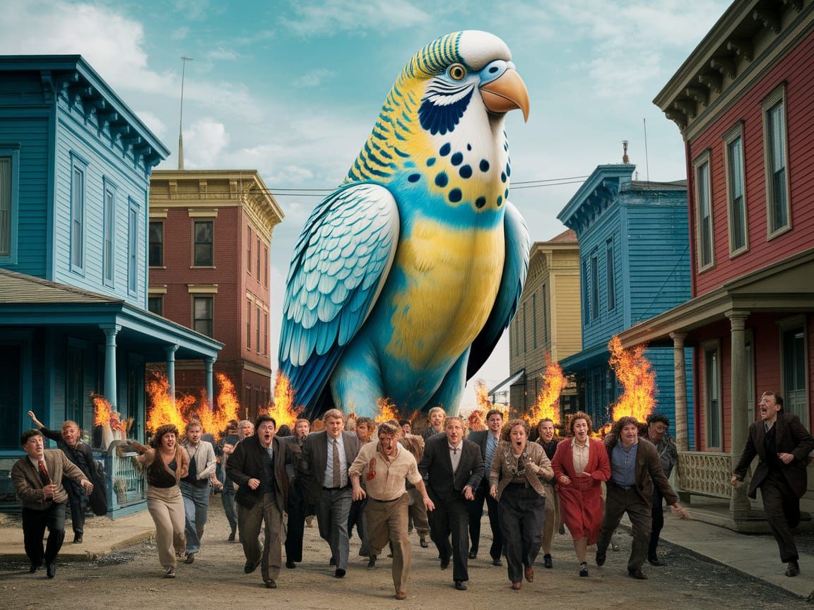 Giant Budgie Attacks Midwestern Town in 50s Horror Film Styl...