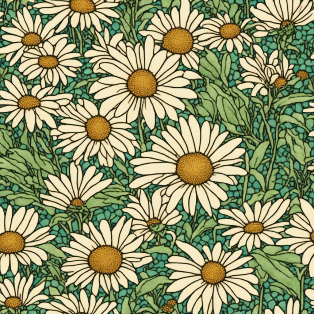 Daisies in style of Louis Comfort Tiffany