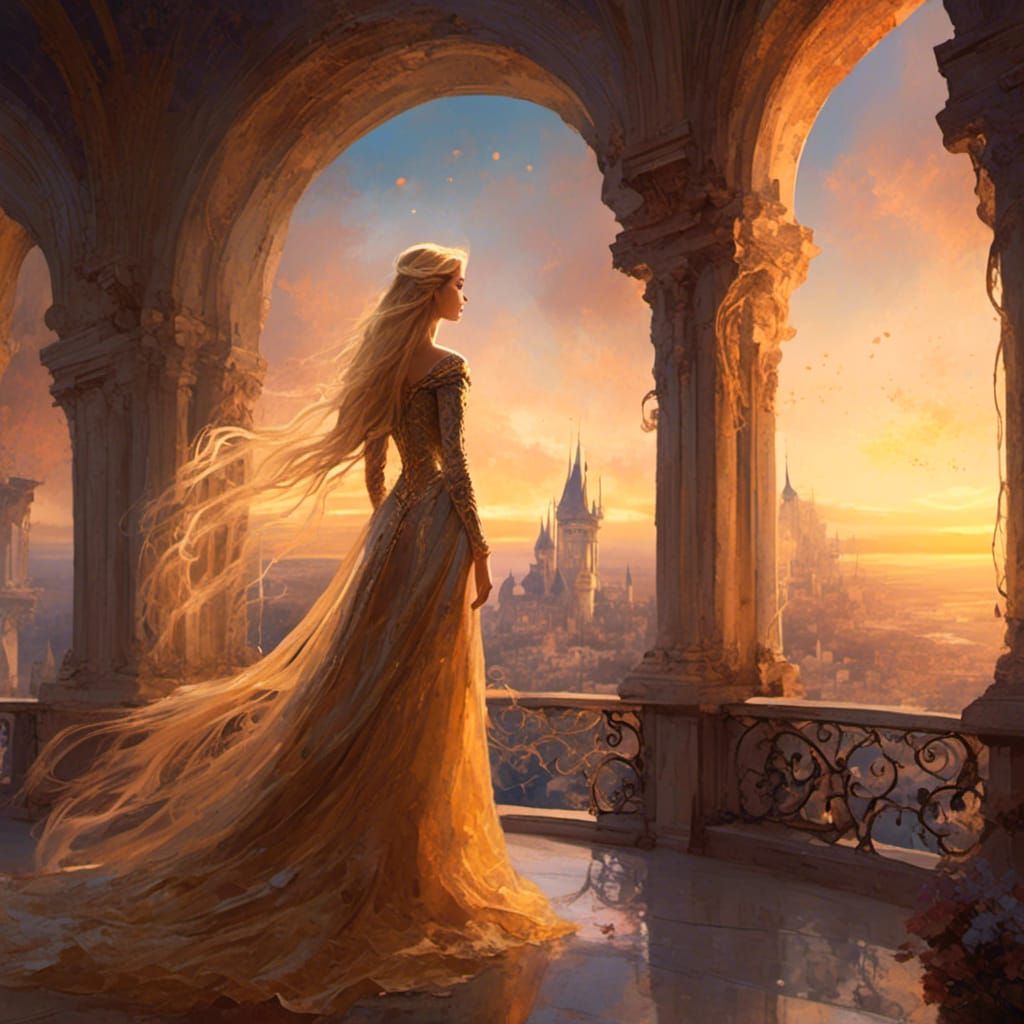 Rapunzel in Ornate Tower Room Concept Art