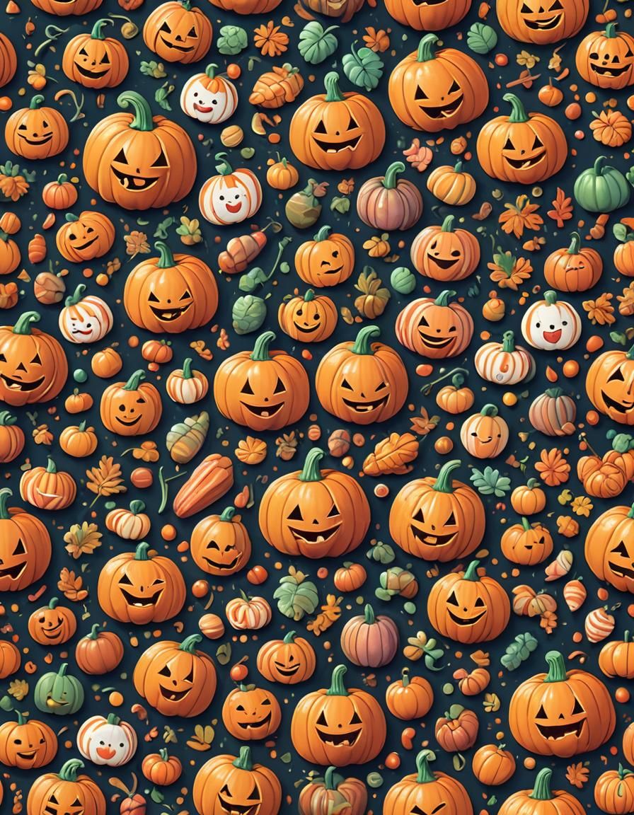 Chibi Pumpkin with Kawaii Smile in Candy Art Style