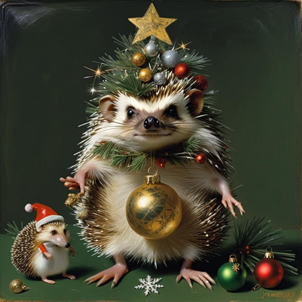 Hedgehog Christmas Tree Inspired by Old Masters