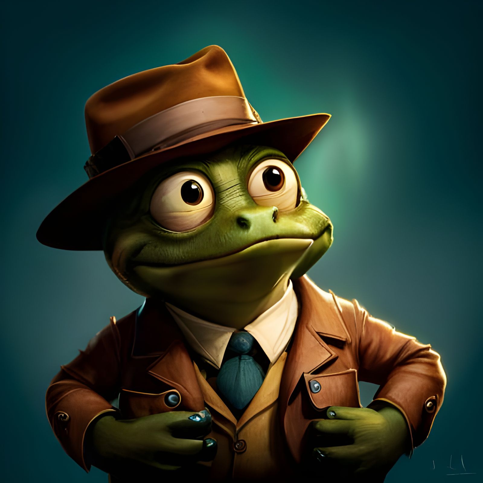 Alligator Detective Portrait in Digital Art Style