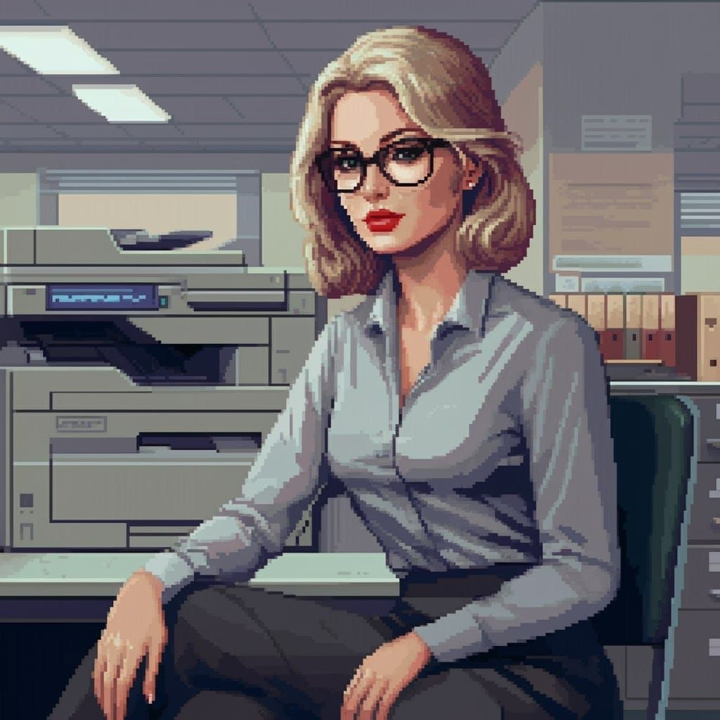 8-bit Woman in Classic Office Setting