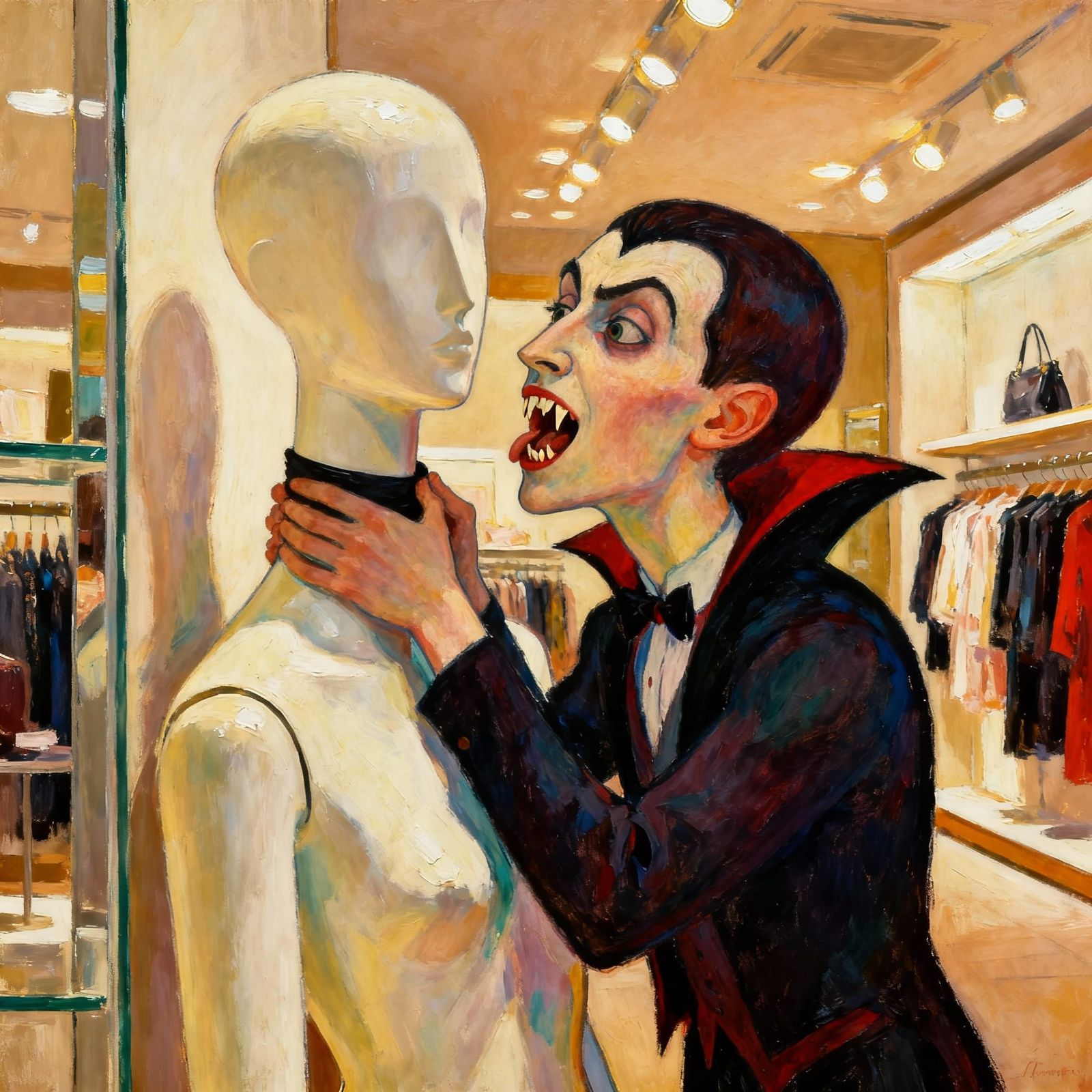 Unintelligent Vampire Tries to Drink Mannequin Blood