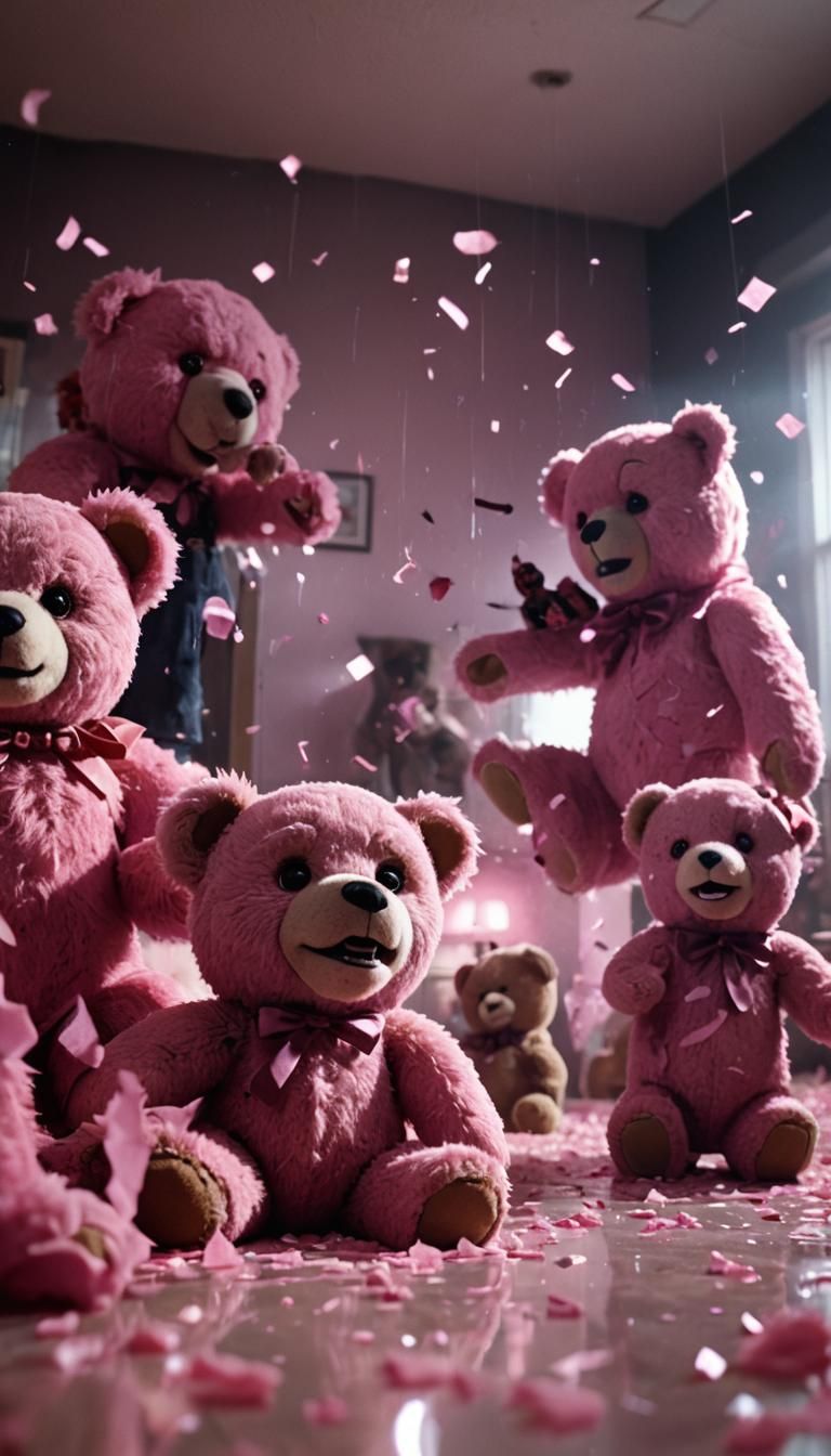 Psycho Killer Teddy Bears in Film Noir Style